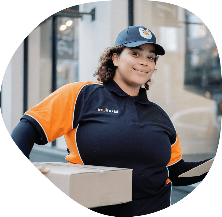 UniUni • Smiling Delivery Driver with Package for Delivery